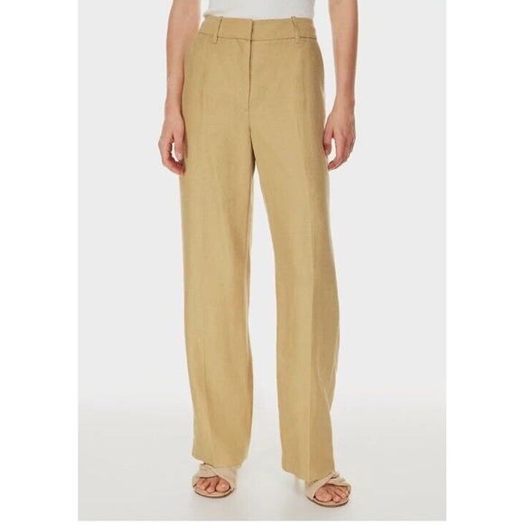 Aritzia Wilfred Trieste Linen Blend Pants Women Size 00 Beige Olive NEW - Picture 12 of 12